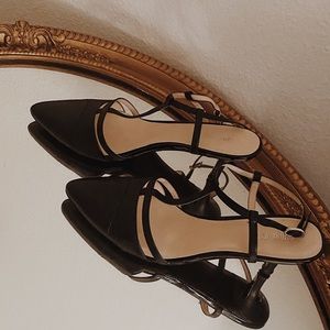 VNTG 90s Nine West T-Strap Black Kitten Heels